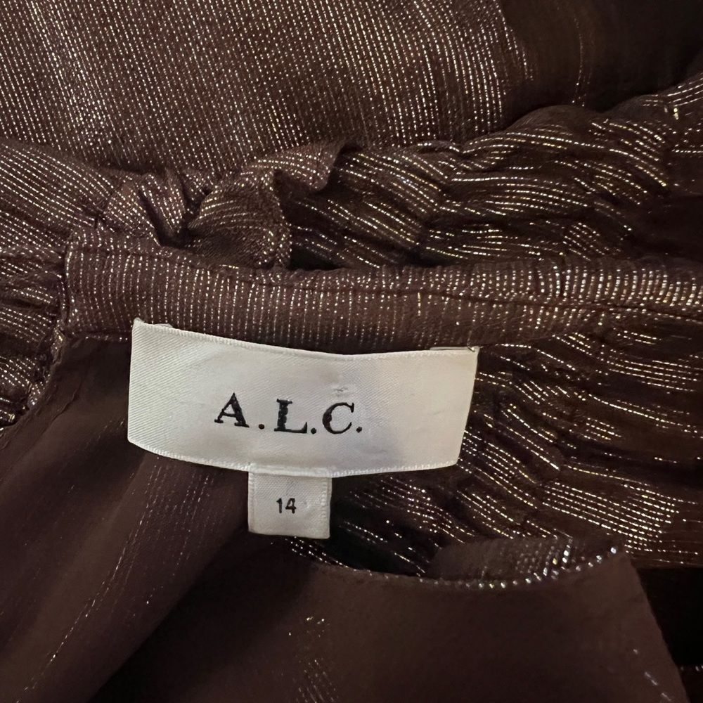 A.L.C. Elara Metallic Silk Halter Maxi Dress Bitter Chocolate 14 wedding guest - Picture 7 of 13